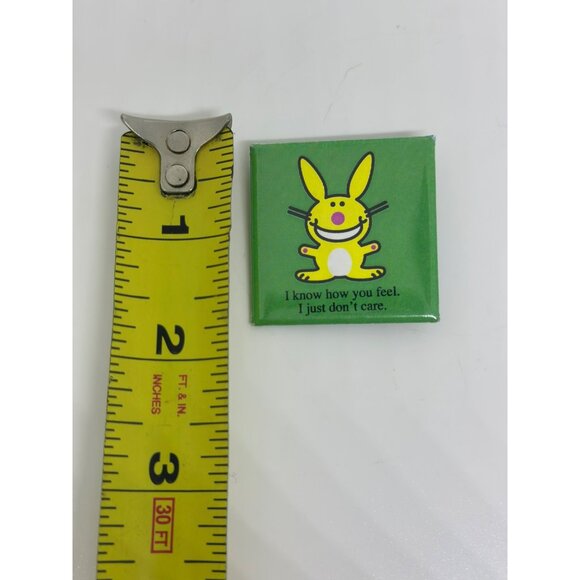 HAPPY BUNNY "I Know How You Feel. I Just Dont Care." Square Pinback Button Pin - Picture 5 of 5